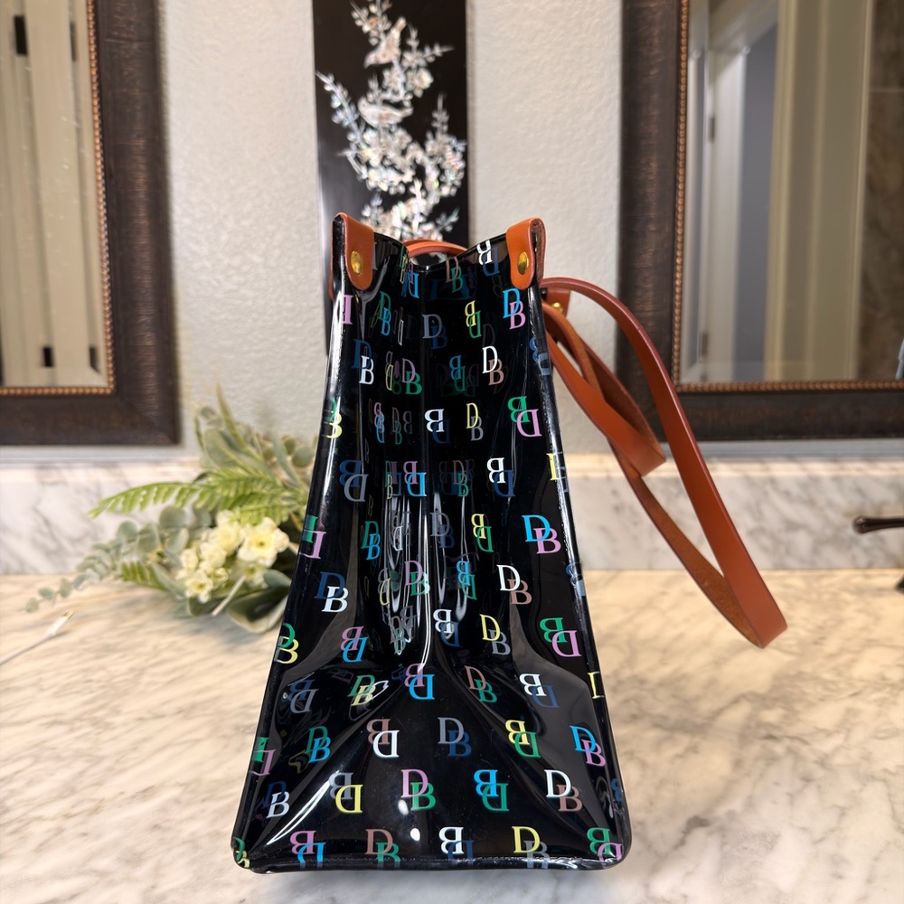 Dooney & Bourke Black Tote with Multicolor Logo - Picture 2 of 5
